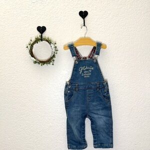 Brotes Baby Boys Denim Overalls | Size 6-12 Months | Plaid Lined